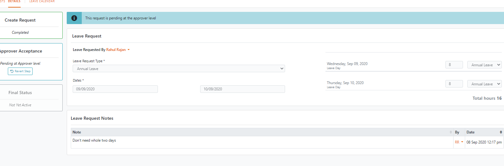 Leave Request Workflow Example Tims Help